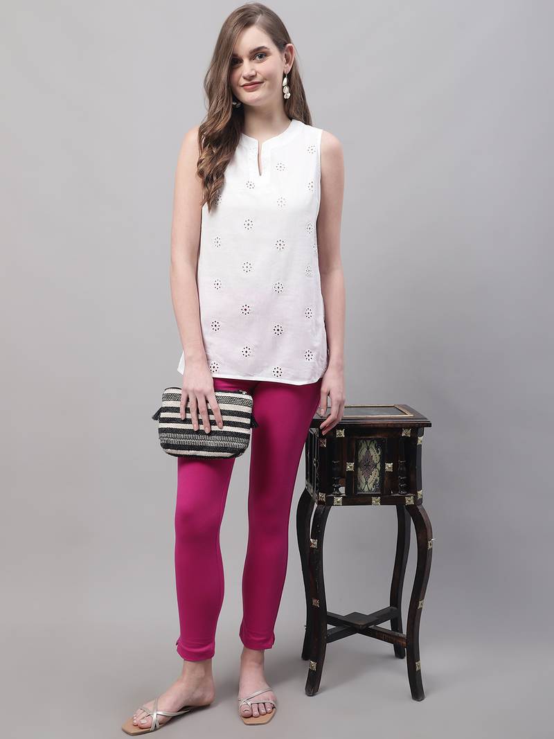 Women Pink Ankle Length Plus Pant