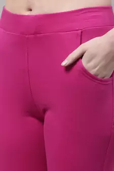 Women Pink Ankle Length Plus Pant