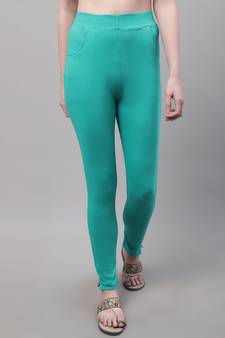 Women Turquoise Blue Ankle Length Plus Pant
