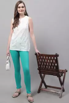 Women Turquoise Blue Ankle Length Plus Pant