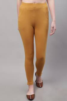 Women Mustard Ankle Length Plus Pant