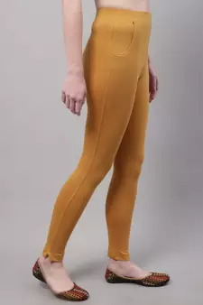 Women Mustard Ankle Length Plus Pant