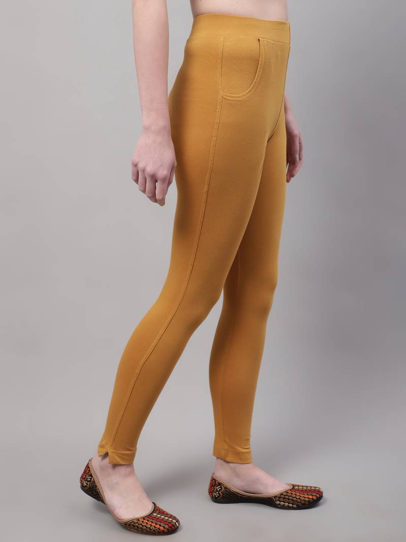 Women Mustard Ankle Length Plus Pant