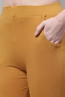 Women Mustard Ankle Length Plus Pant