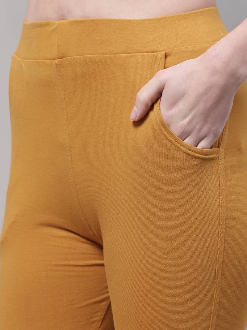 Women Mustard Ankle Length Plus Pant