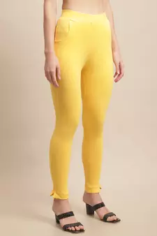 Women Yellow Ankle Length Plus Pant
