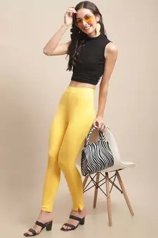 Women Yellow Ankle Length Plus Pant