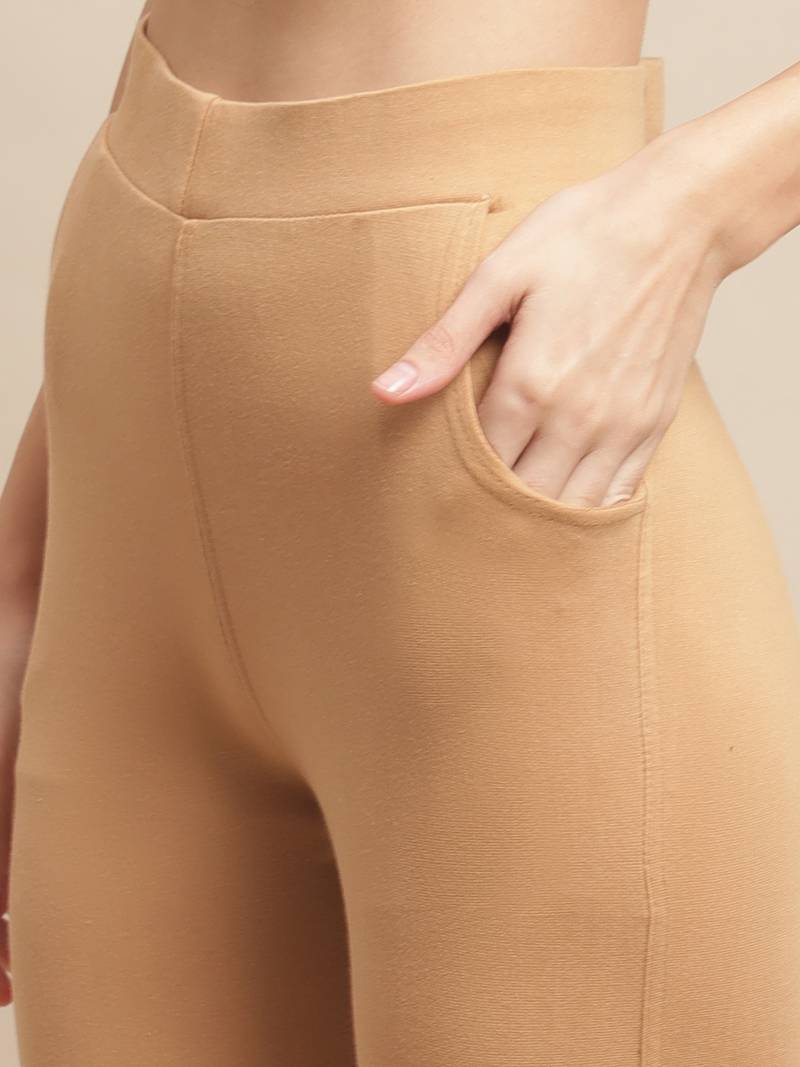 Women Dark Beige Ankle Length Plus Pant