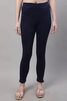 Women Navy Blue Ankle Length Plus Pant