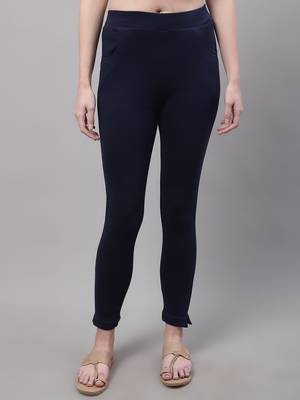 Women Navy Blue Ankle Length Plus Pant 1