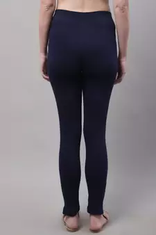 Women Navy Blue Ankle Length Plus Pant