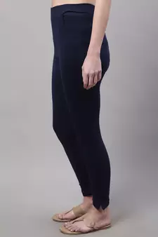 Women Navy Blue Ankle Length Plus Pant