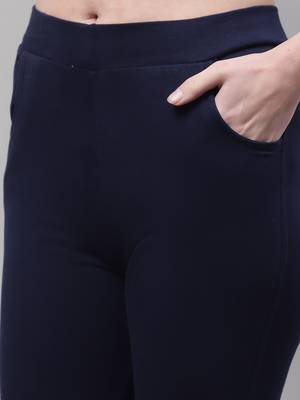 Women Navy Blue Ankle Length Plus Pant 5