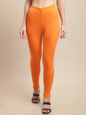 Women Orange Ankle Length Plus Pant 1