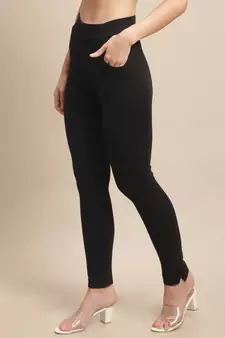 Women Black Ankle Length Plus Pant