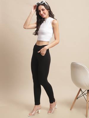 Women Black Ankle Length Plus Pant 4