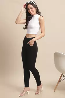 Women Black Ankle Length Plus Pant