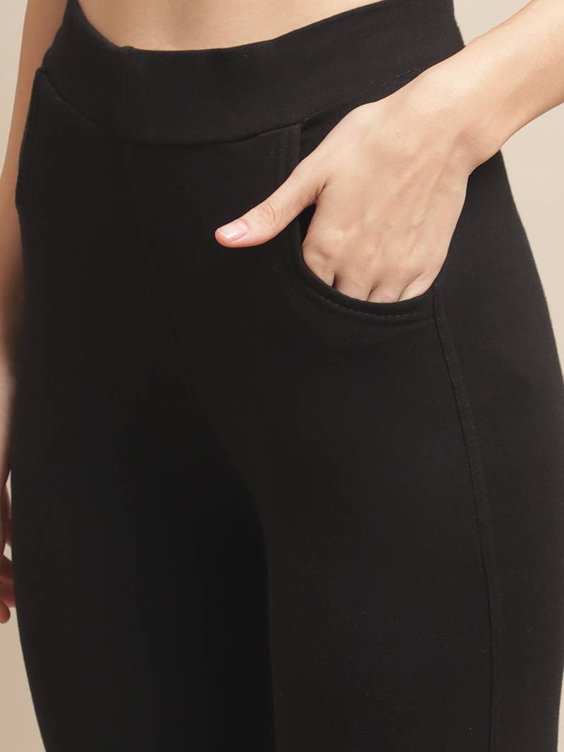 Women Black Ankle Length Plus Pant