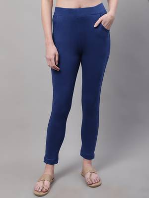 Women Royal Blue Ankle Length Plus Pant 1