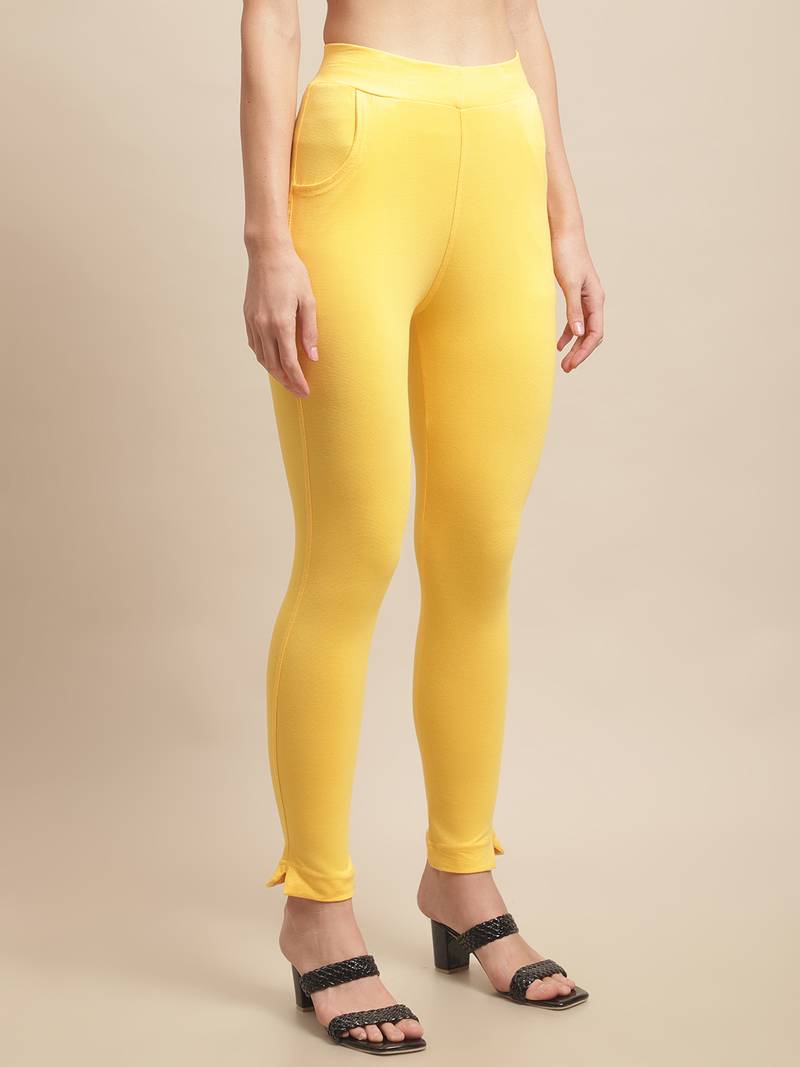 Women Yellow Ankle Length Pant