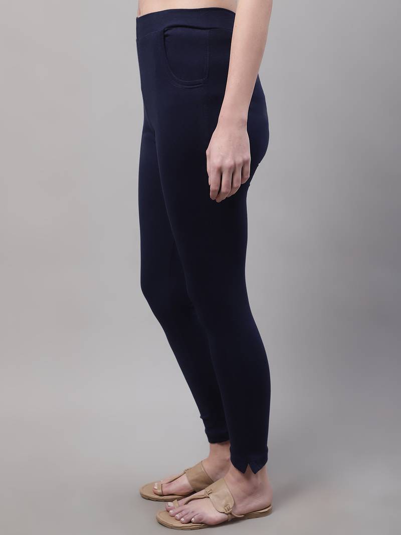 Women Navy Blue Ankle Length Pant