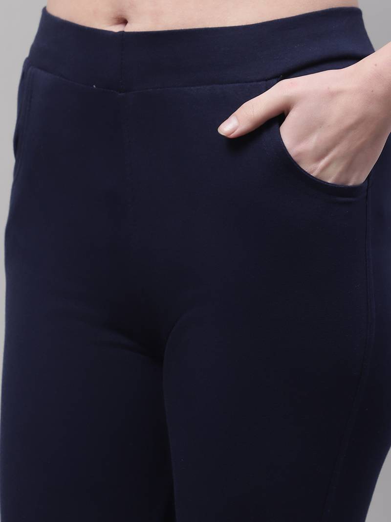 Women Navy Blue Ankle Length Pant