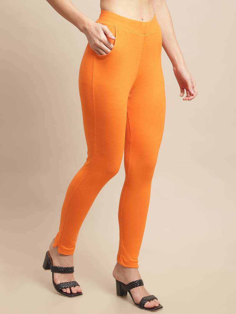 Women Orange Ankle Length Pant