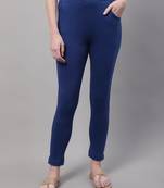 Women Royal Blue Ankle Length Pant