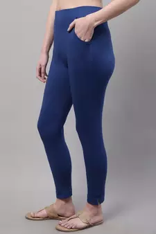 Women Royal Blue Ankle Length Pant