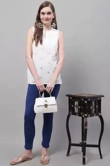 Women Royal Blue Ankle Length Pant