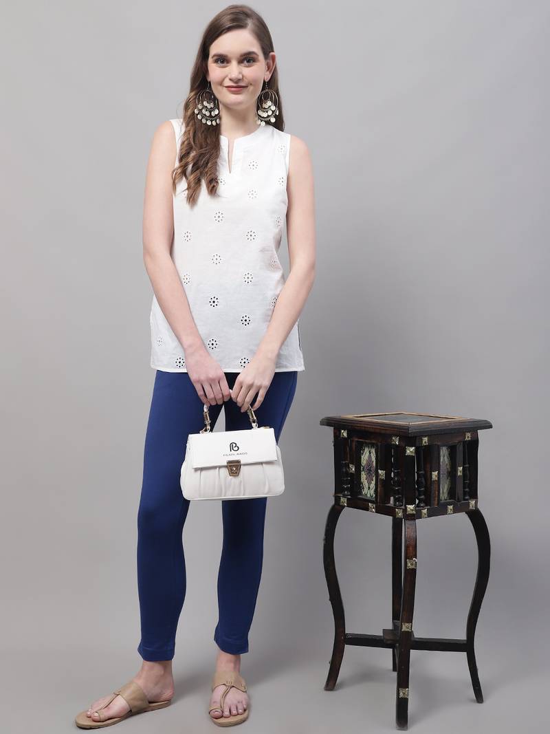 Women Royal Blue Ankle Length Pant