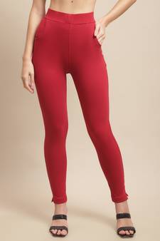 Women Maroon Ankle Length Pant