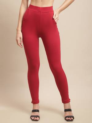 Women Maroon Ankle Length Pant 1