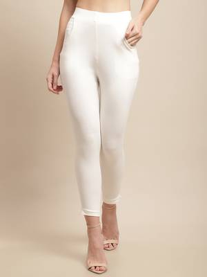 Women Off White Ankle Length Pant 1