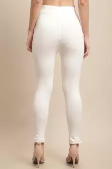 Women Off White Ankle Length Pant