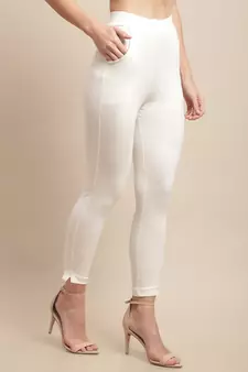 Women Off White Ankle Length Pant