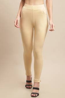 Women Light Beige Ankle Length Pant