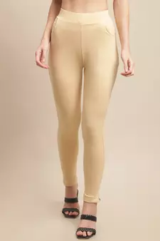 Women Light Beige Ankle Length Pant