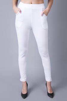 Women White Ankle Length Pant