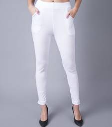 Women White Ankle Length Pant