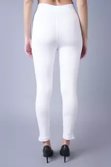 Women White Ankle Length Pant