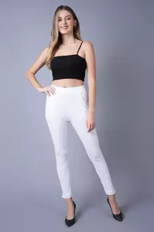 Women White Ankle Length Pant