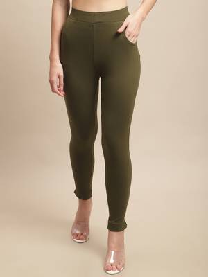 Women Olive Ankle Length Pant 1