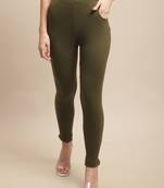 Women Olive Ankle Length Pant