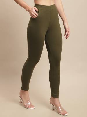 Women Olive Ankle Length Pant 3