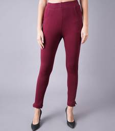 Women Dark Maroon Ankle Length Pant