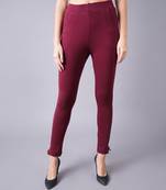 Women Dark Maroon Ankle Length Pant