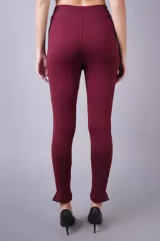 Women Dark Maroon Ankle Length Pant