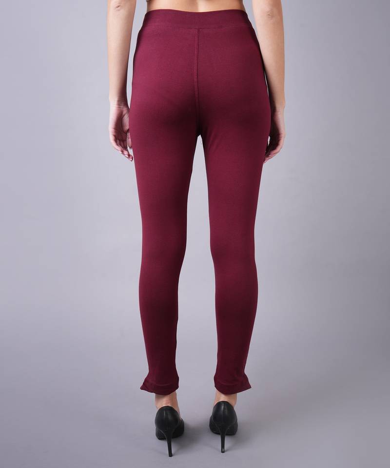 Women Dark Maroon Ankle Length Pant