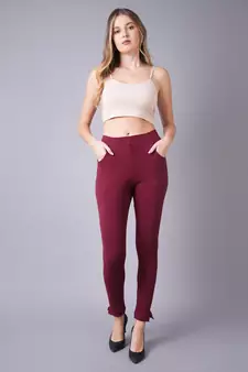 Women Dark Maroon Ankle Length Pant